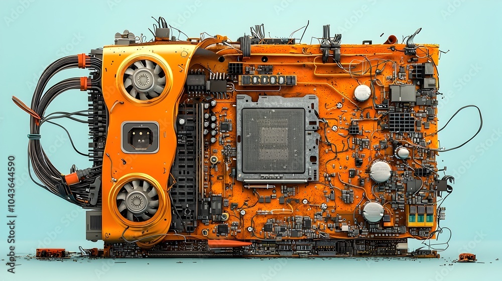Poster an intricate cross section of a cutting edge computer processor showcasing its intricate transistors
