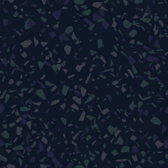 Seamless dark colored low contrast texture with randomly scattered big polygonal particles. Grunge design element for backgrounds.