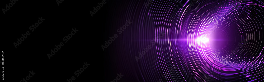 Sticker purple abstract luminous light effect circles with sparkles on dark background. abstract background 