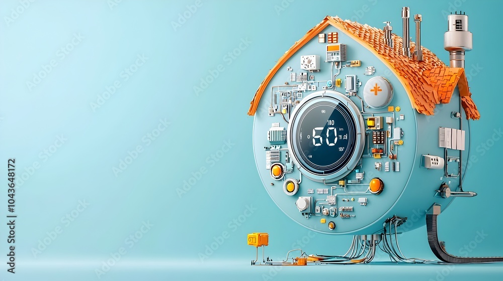 Aufkleber Cross section View of an Innovative Smart Thermostat Featuring Integrated Sensors Temperature Controls and Cloud Connectivity Modules for Advanced Home Climate Automation and Energy Efficiency