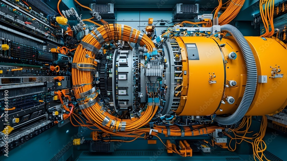 Aufkleber cutting edge data center featuring servers cooling systems and fiber optic cables showcasing the bac