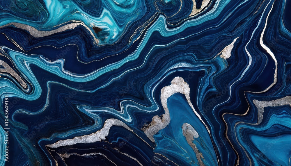 Aufkleber deep blue marble texture with gold veins and organic flowing patterns. sophisticated abstract design