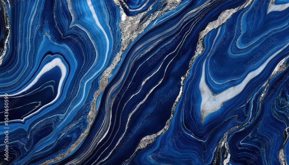 Aufkleber deep blue marble texture with gold veins and organic flowing patterns. sophisticated abstract design