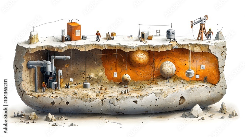 Poster Detailed Cross Section Depicting the Intricate Layers and Structures of the Earth s Core Including Tectonic Plates Magma Flow and Mantle Movement