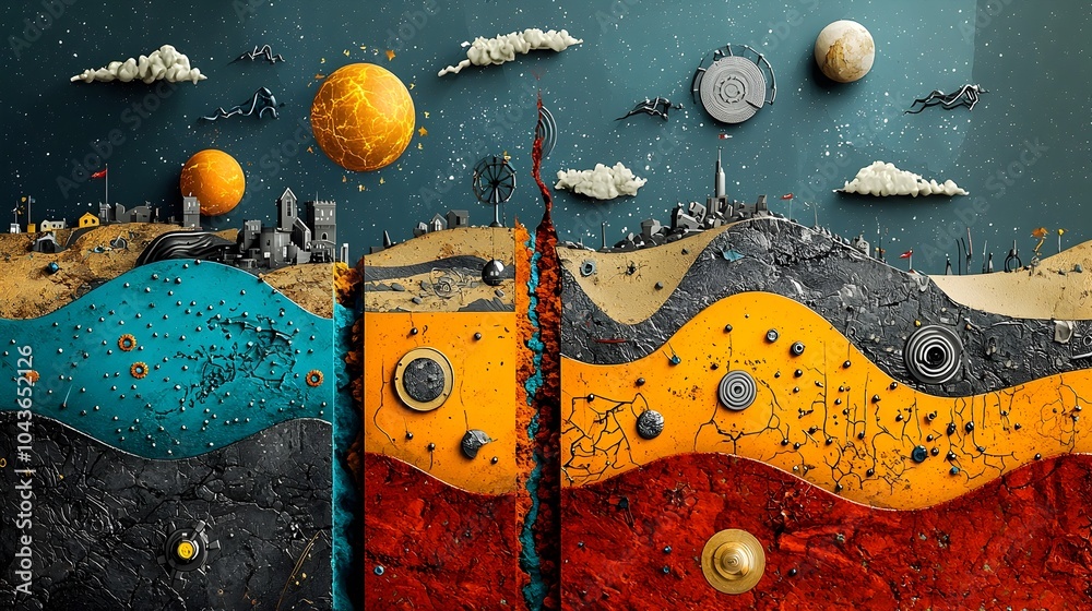 Poster Detailed cross section depicting the internal structure of the Earth showcasing the core tectonic plates magma layers and mantle movement