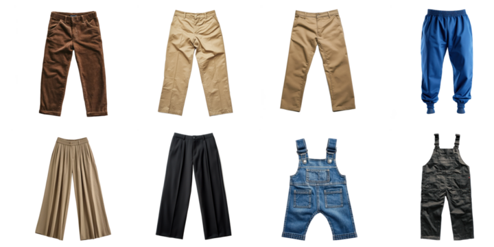 Collection of Jean and Pant with variant design isolated on white background