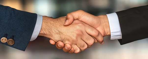 Obraz premium Investor and founder shaking hands over a completed capital investment deal