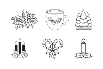 Collection of hand drawn Christmas elements.