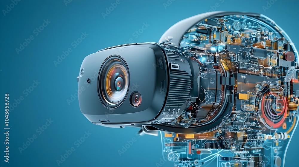 Aufkleber detailed cross section view of a cutting edge virtual reality headset revealing inner mechanics incl