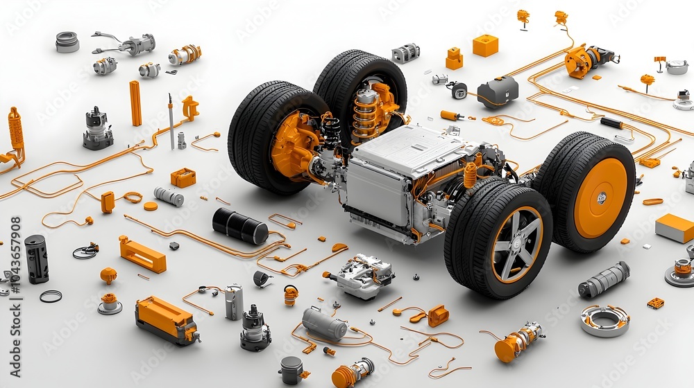 Fototapete detailed cross section view revealing the internal structure of an electric vehicle battery pack dis