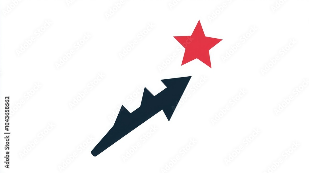 Aufkleber simple success icon with an upward arrow and star on a white background.