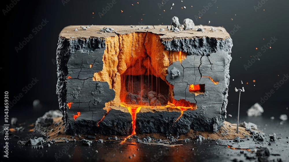 Poster detailed cutaway cross section view of volcano s internal structure revealing magma chamber vents an