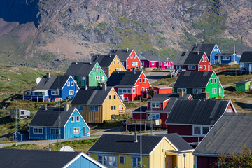 View from the town of multicolored houses, Narsaq (South Greenland) © julen