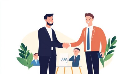 Fototapeta premium Startup founder shaking hands with a group of investors, celebrating a capital investment