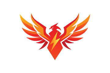 Phoenix with Open Wings Logo – Flat Curvy Design in Minimalist Vector Style for Modern Branding