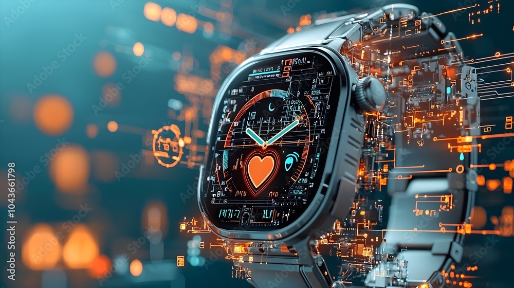 Aufkleber Detailed exploded layered cross section diagram showcasing the internal components and sensors of a smartwatch including the display screens processors heart rate monitoring