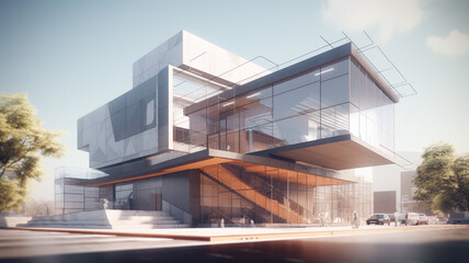 Fototapeta premium Luxury Residential Tower Maquette Visualization modern home interior real estate visual depiction of the construction financing process for a Commercial Property emphasizing investment potential 