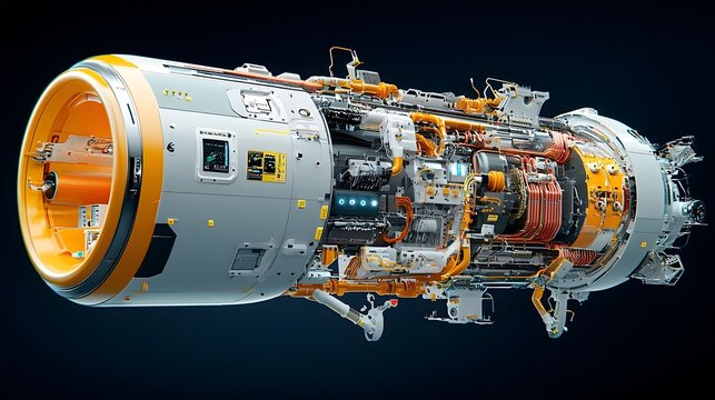 Detailed layered cutaway visualization showcasing the innovative design and advanced magnetic propulsion system of a futuristic hyperloop transportation pod