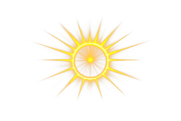 Fototapeta premium Bright sun with radiant beams isolate on transparent background, cutout, png