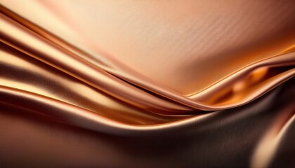 Luxurious Satin Fabric with Rich Copper and Soft Beige Tones, Highlighting Elegant Folds and Silky Texture. Perfect for Premium Fashion, Upscale Interior Design, and Branding Backdrops
