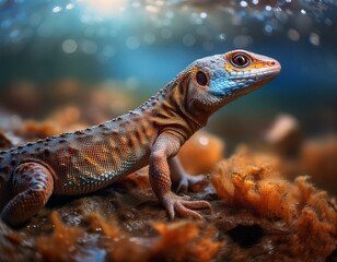 Fototapeta premium Lagarto menorquín en un río