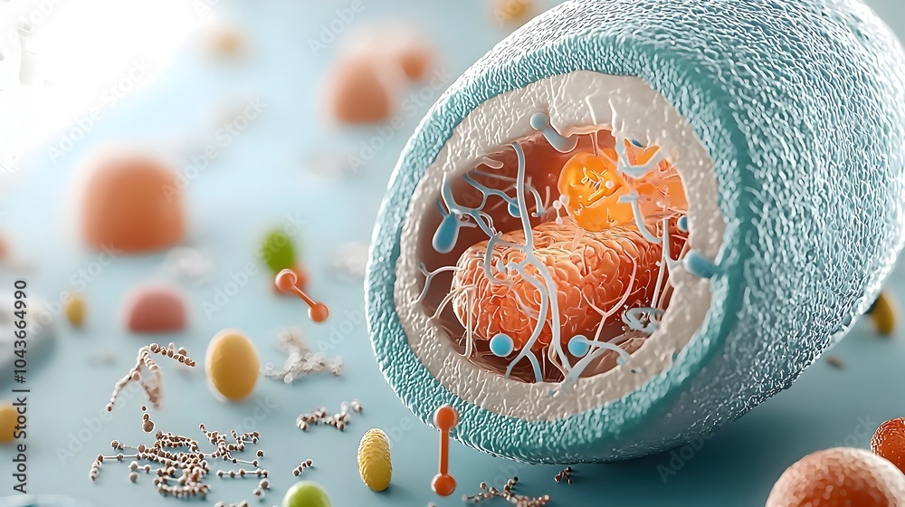 Aufkleber Highly detailed 3D cross sectional view of a cell highlighting the intricate structure and function of key organelles such as mitochondria nucleus and ribosomes