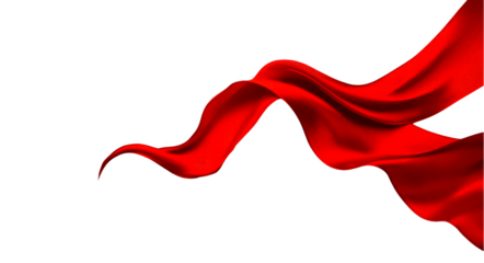 Red silk fabric flowing in the wind isolate on transparent background, cutout, png