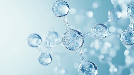 Molecular structure of hyaluronic acid for skincare and hydration in beauty products, Close-up of cosmetic molecules related to skin health and hydration. Close-up shots, raw graphic photos. Cosmetics