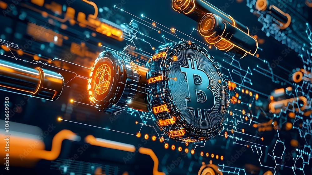 Aufkleber Visualizing the Intricate Blockchain Network Nodes Cryptographic Hashes and Seamless Data Flows Showcasing the Complex Architecture and Interconnectivity of Blockchain Technology