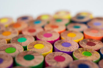 A Close-Up View of Colorful Pencil Ends