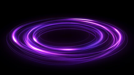 Abstract glowing light effect circle isolated on black background, round sparkles and purple light lines. Science, universe, futuristic digital technologies background.