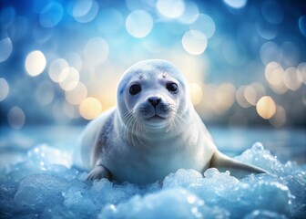 Fototapeta premium Polar Seal in Stunning Bokeh Effect in Arctic Habitat