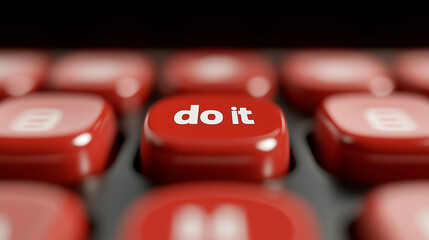 Close up image of the computer keyboard on red button "do it" 