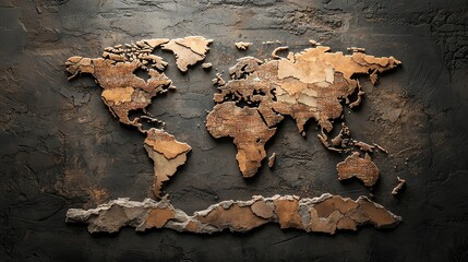 A world map divided by tall brick walls, preventing goods from flowing between nations, trade wall, economic protectionism