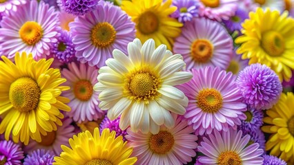 Vibrant Floral Pattern with Yellow and Pink Daisies