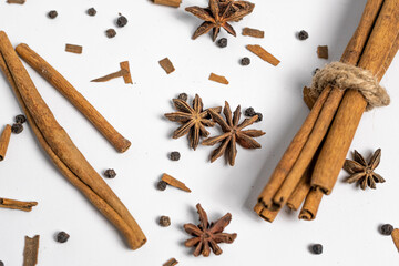 Cinnamon Sticks with Star Anise and Peppercorns