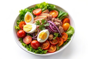 Fresh Tuna Salad Bowl with Vegetables and Egg