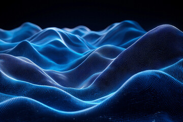 Abstract representation of waves in blue and black background