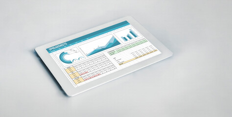 Spreadsheet document information financial startup concept. data and graphs in spreadsheet documents for online analysis project dashboard accounting digital snugly