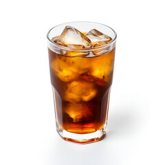 Cola drink with ice cubes Isolated on a white background.