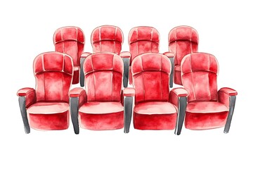 Obraz premium Watercolor painting of red movie theater seats.