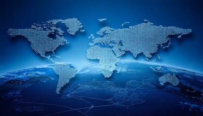 Fototapeta premium 3D render blue world map