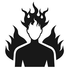 illustration of a person in a fire