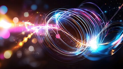 Obraz premium Vibrant Futuristic Technology Scene with Light Trails