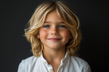 Fototapeta premium portrait of an white little boy with a smile