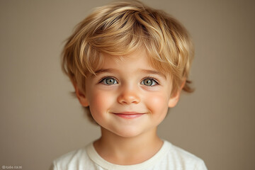 portrait of an white little boy with a smile