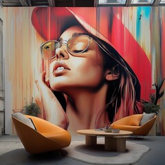 girl in the hat on the wall 