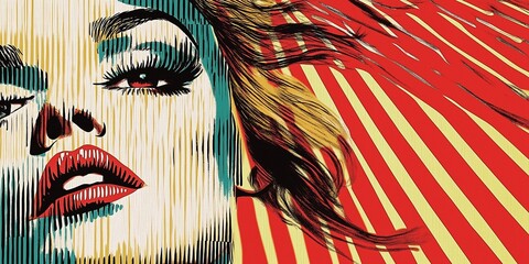 portrait of a woman in pop art style 