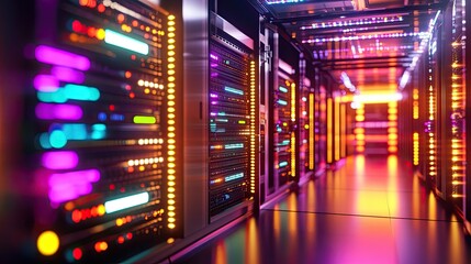 Fototapeta premium Modern Server Racks in a High-Tech Data Center