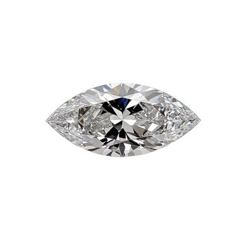 Brilliant marquise cut diamond, white isolate background.